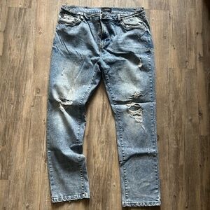 Mens - Distressed Light Blue Jeans